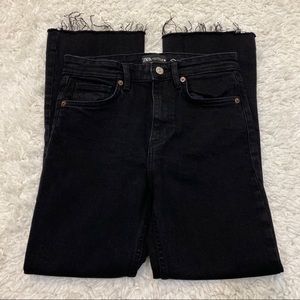 Zara Black Raw Hem Jeans 6